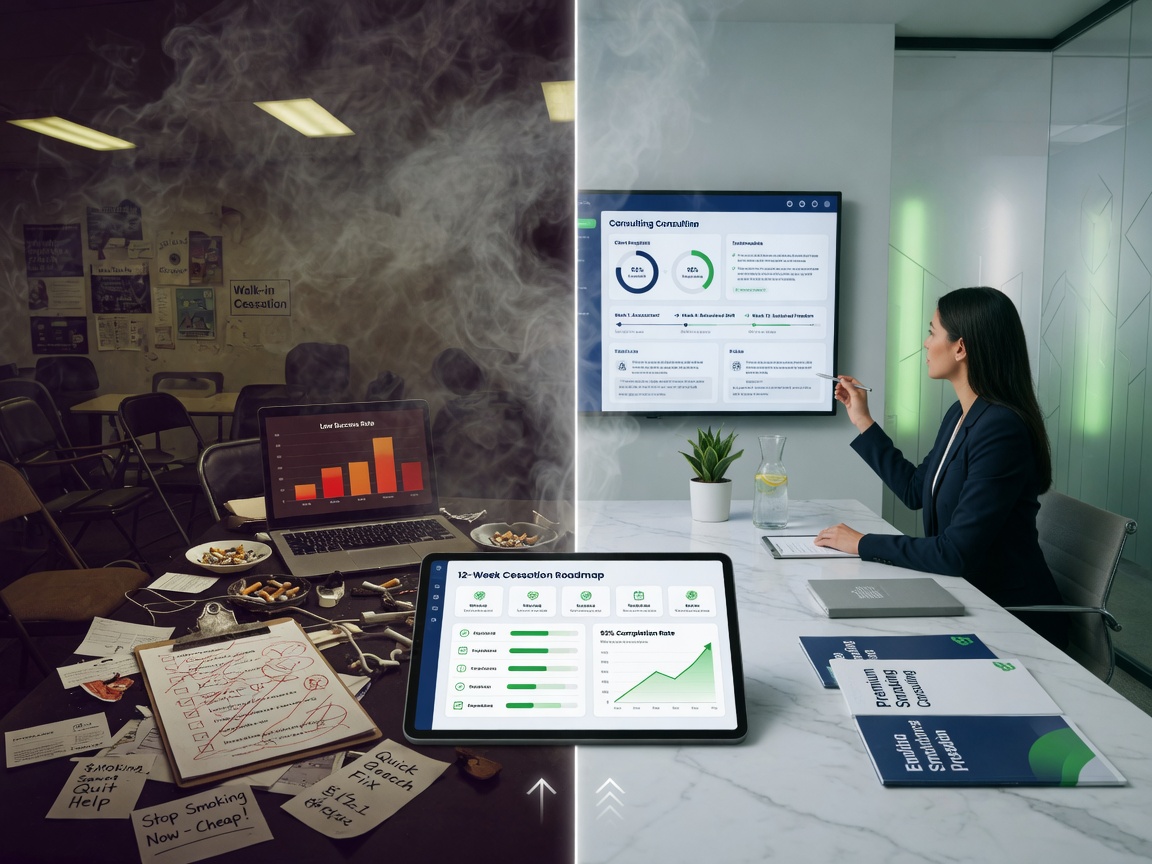 Professional smoking cessation counseling: The path from low-price competition to profit upgrade through standardized personalized service